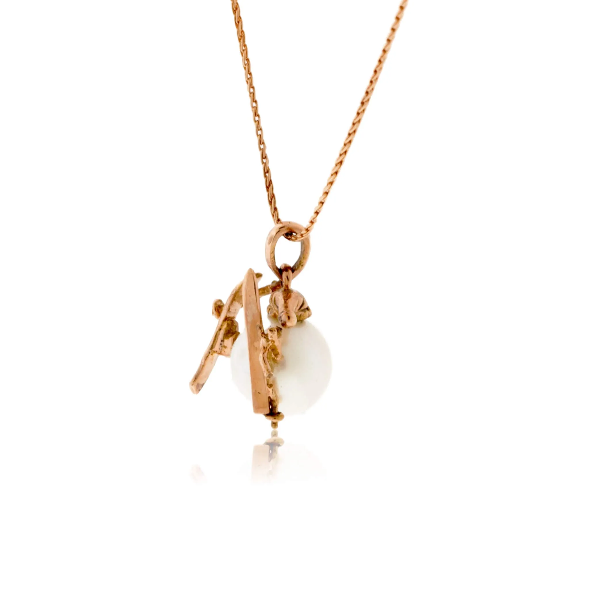 Skiing Snowman Takes a Tumble Pendant