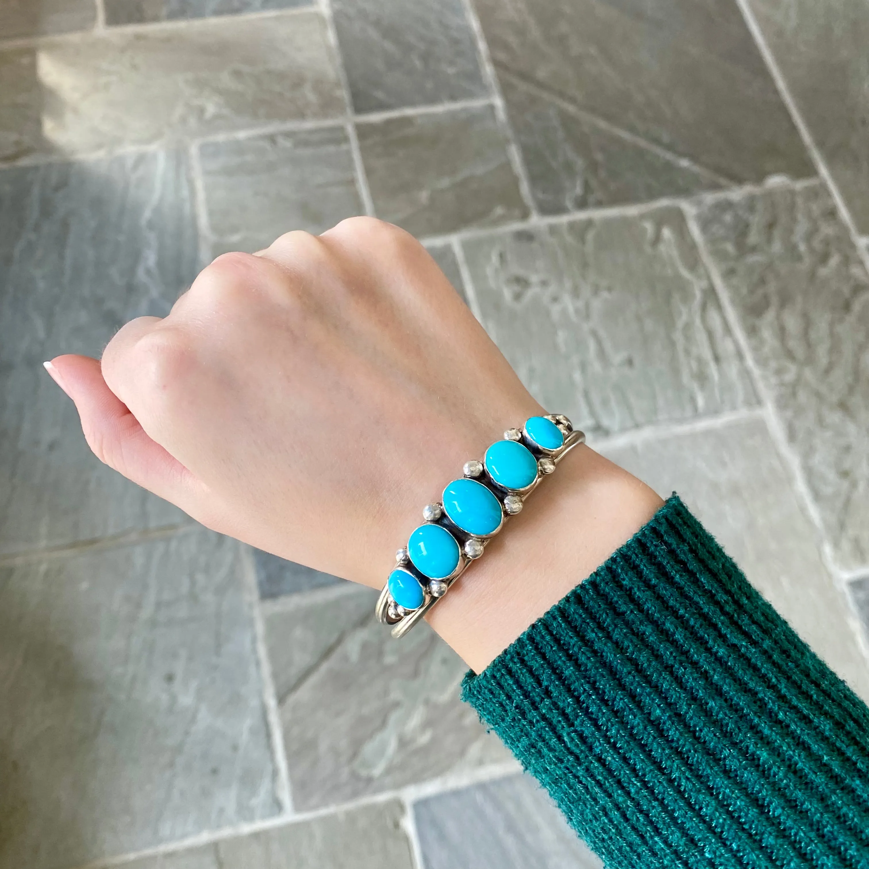 Sleeping Beauty Turquoise Row Cuff Bracelet