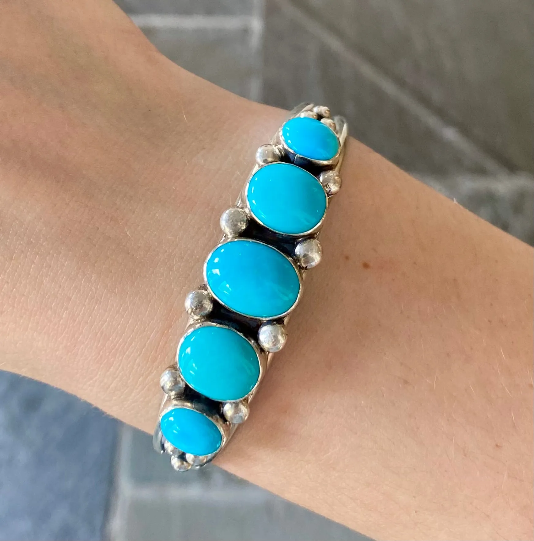Sleeping Beauty Turquoise Row Cuff Bracelet