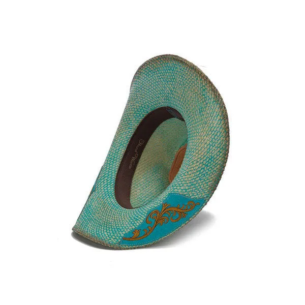 Stampede Hats - Turquoise Aqua Western Hat with Flower Trim