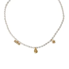 Star Multi Pendant Pearl Necklace