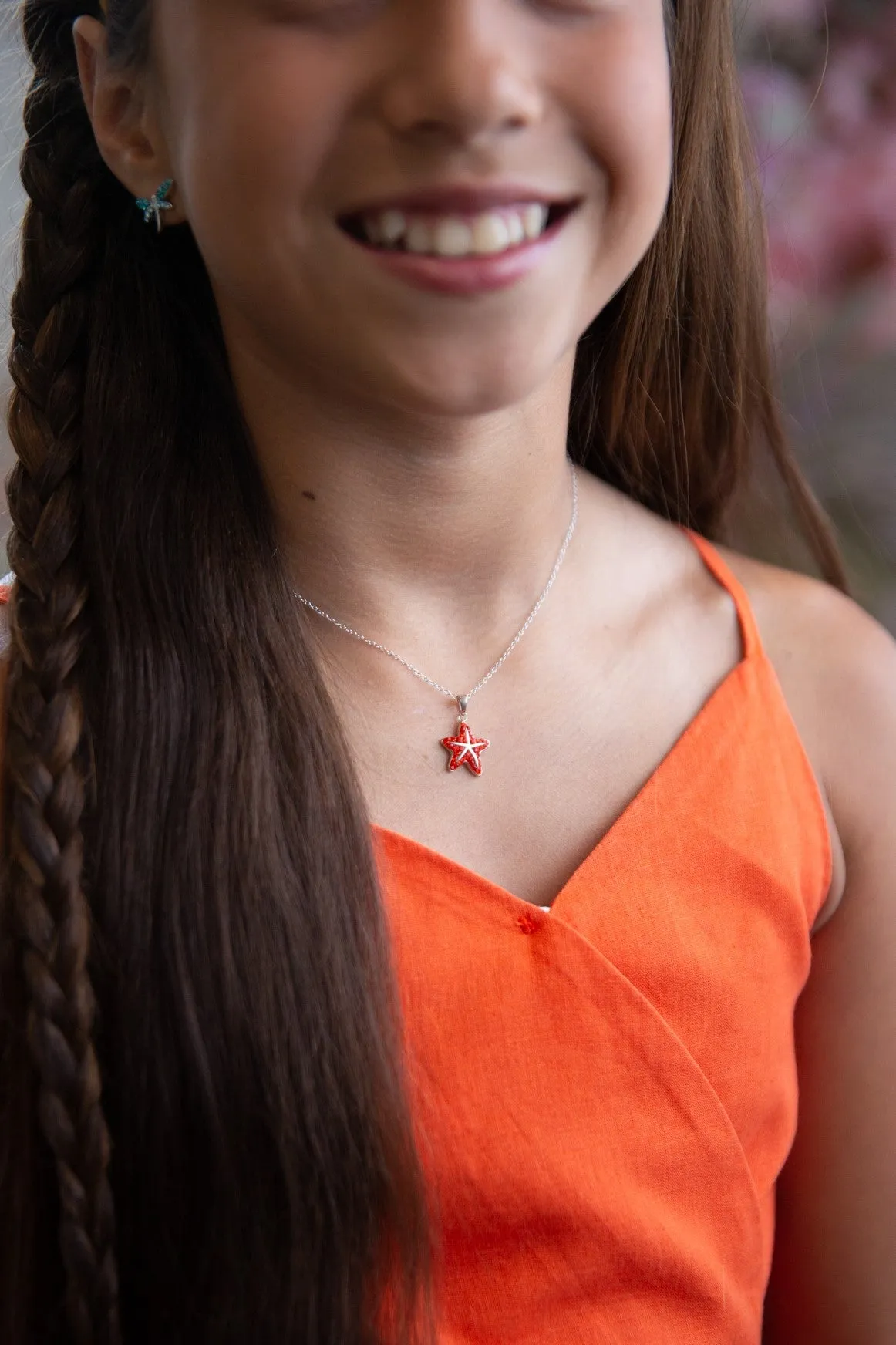 Starfish Crystal Silver Pendant Necklace