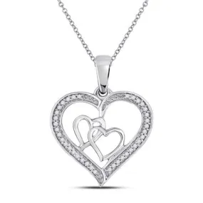 Sterling Silver 1/8 Carat TW Diamond Heart Pendant Necklace