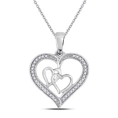 Sterling Silver 1/8 Carat TW Diamond Heart Pendant Necklace
