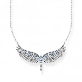 Sterling Silver Blue Stones Phoenix Wing Necklace KE2167-644-1-L45V