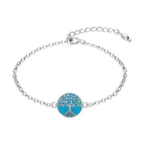 Sterling Silver Turquoise Tree Of Life Bracelet