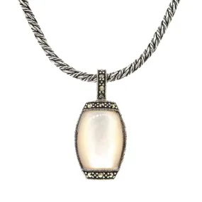 Sterling Silver with Mother of Pearl Drop Pendant Necklace