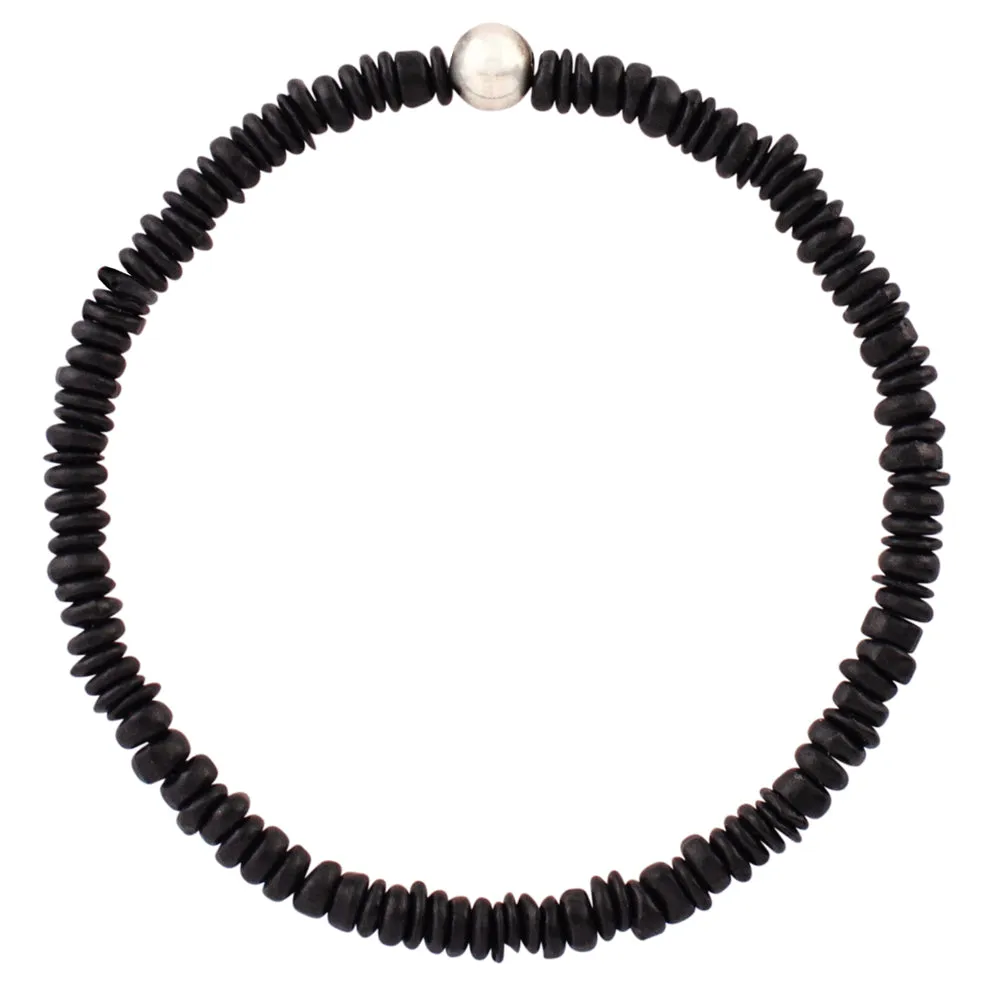 Stone & Sterling Stretch Bracelet in Shungite