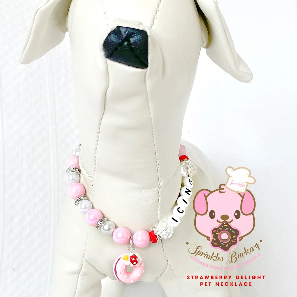 Strawberry Delight Donut Pearl Dog Necklace Luxury Pet Jewelry