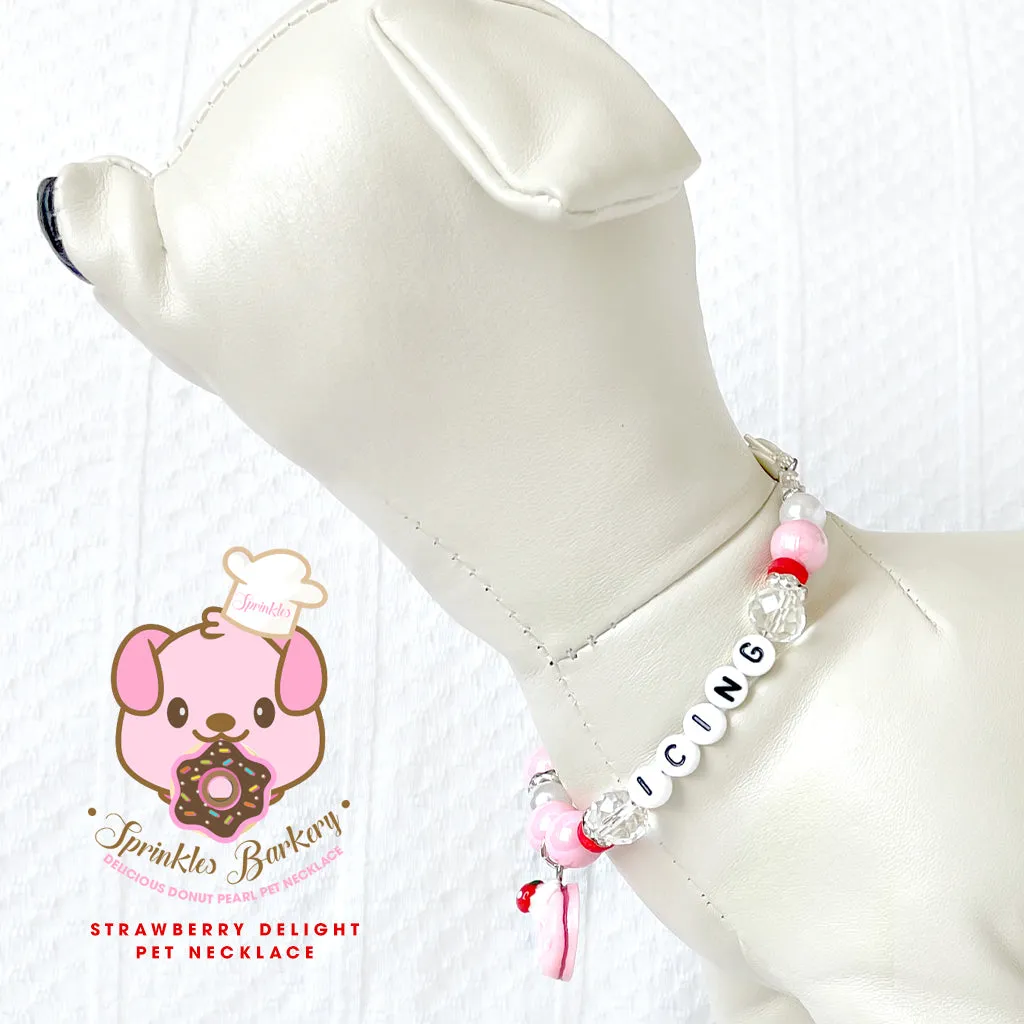 Strawberry Delight Donut Pearl Dog Necklace Luxury Pet Jewelry