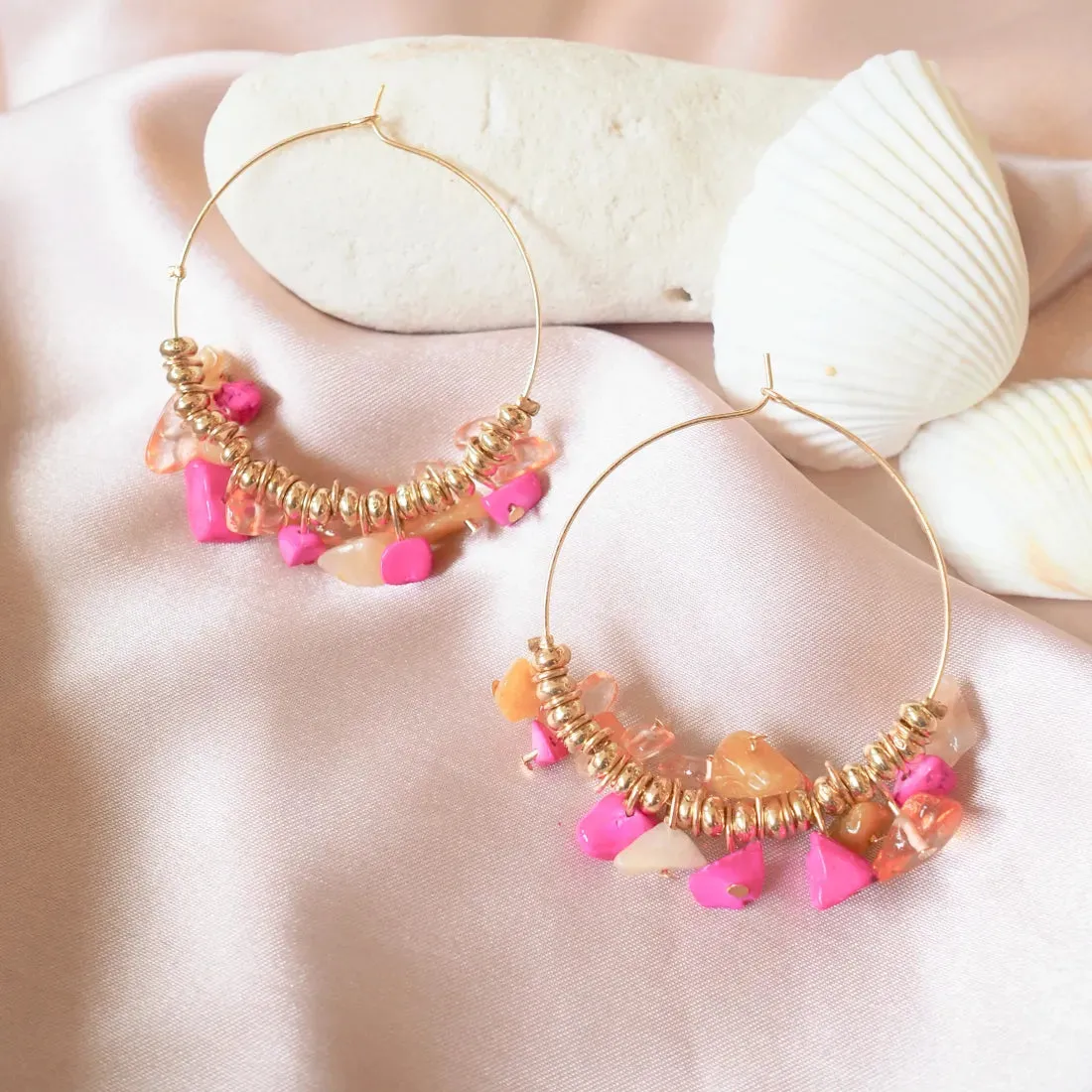 Sunset Pink Hoop Earrings
