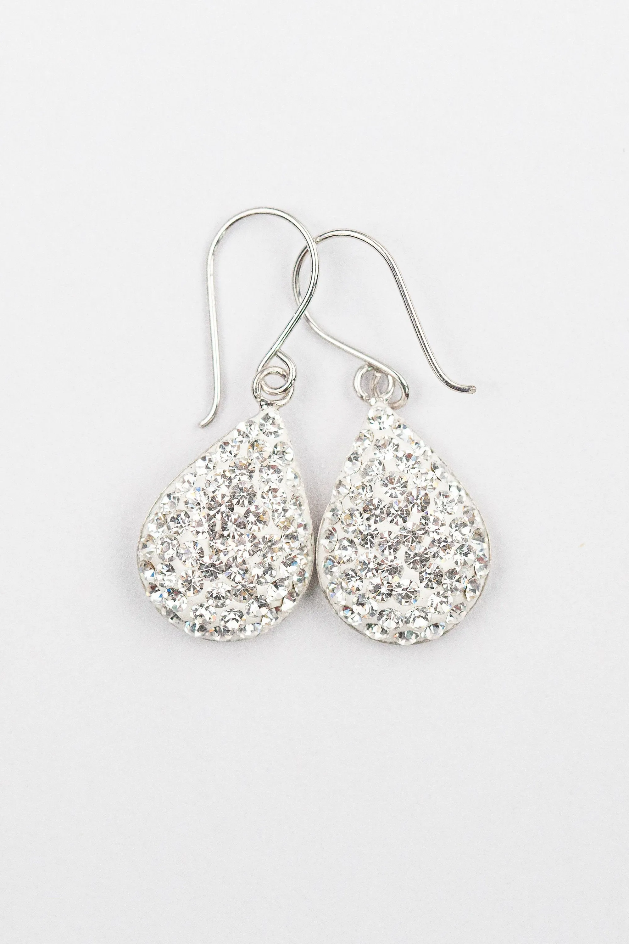 Swarovski Crystal Round Teardrop Silver Earrings