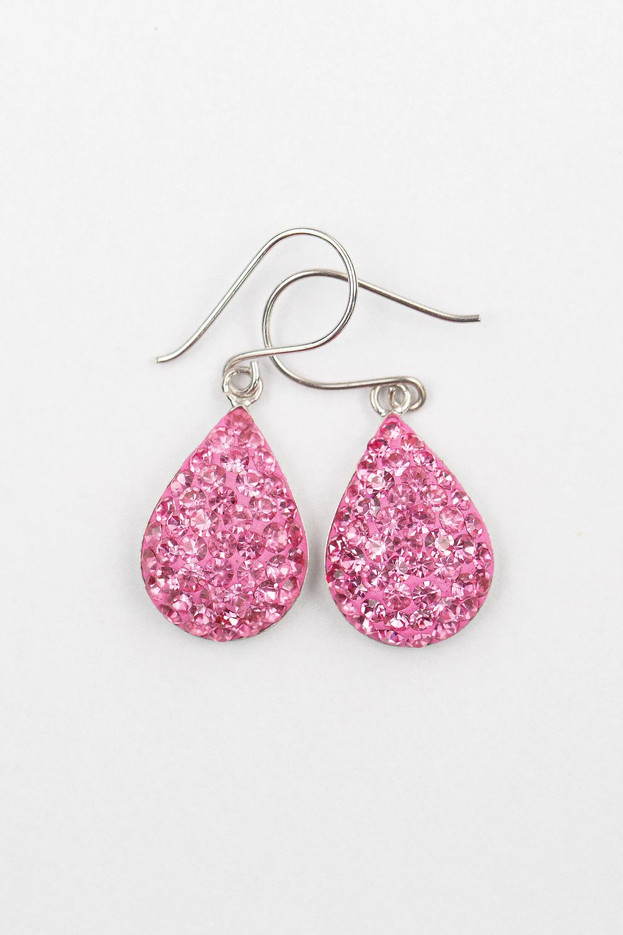 Swarovski Crystal Round Teardrop Silver Earrings