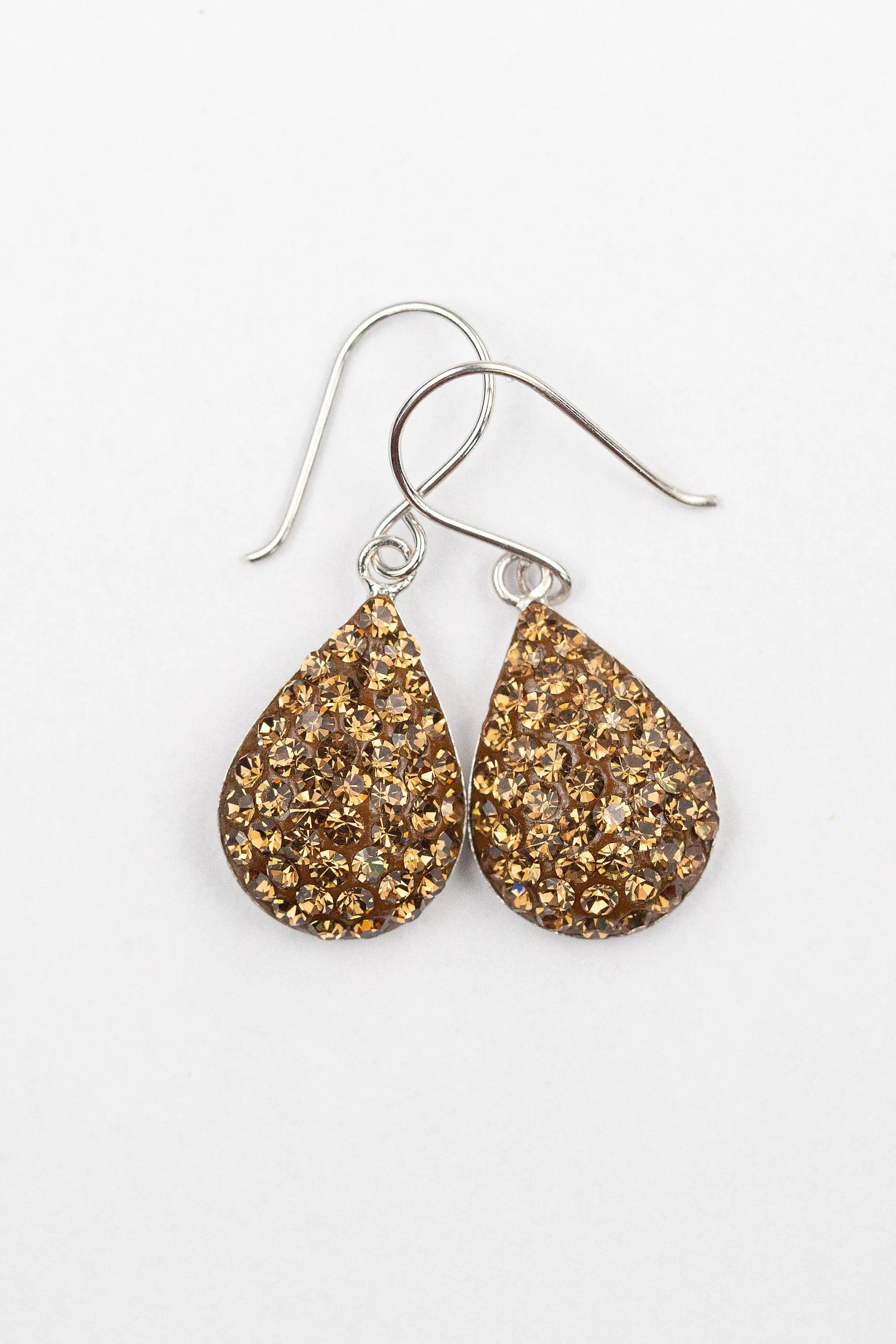 Swarovski Crystal Round Teardrop Silver Earrings