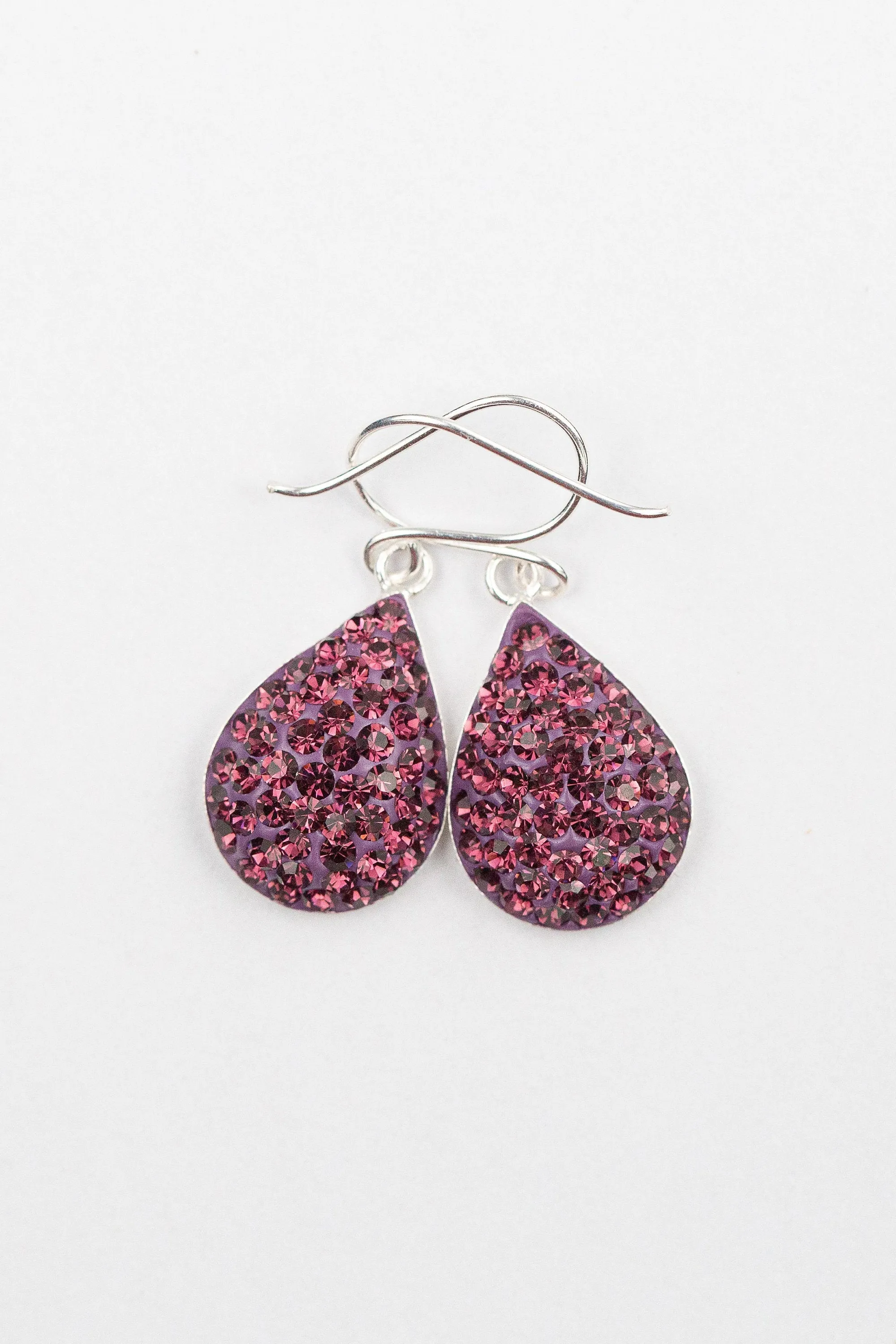 Swarovski Crystal Round Teardrop Silver Earrings