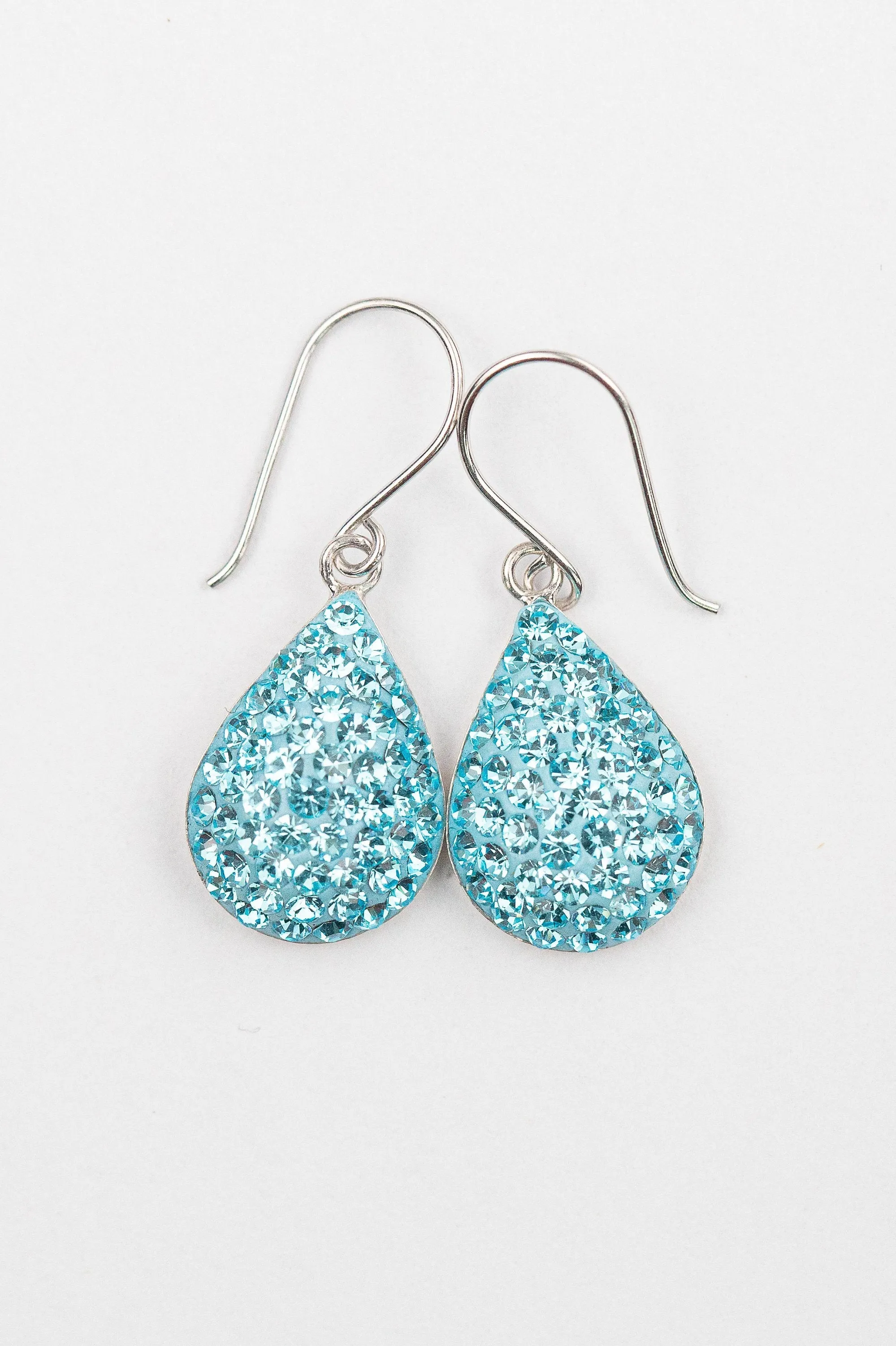 Swarovski Crystal Round Teardrop Silver Earrings
