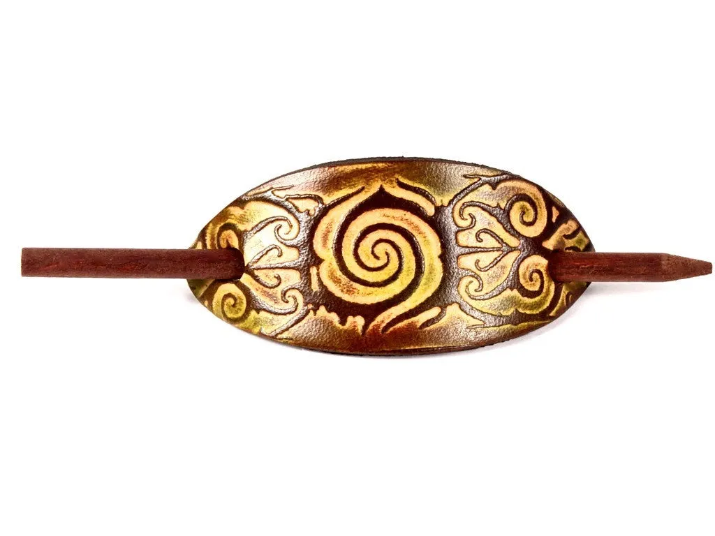 Tattoo Leather Hair Barrette