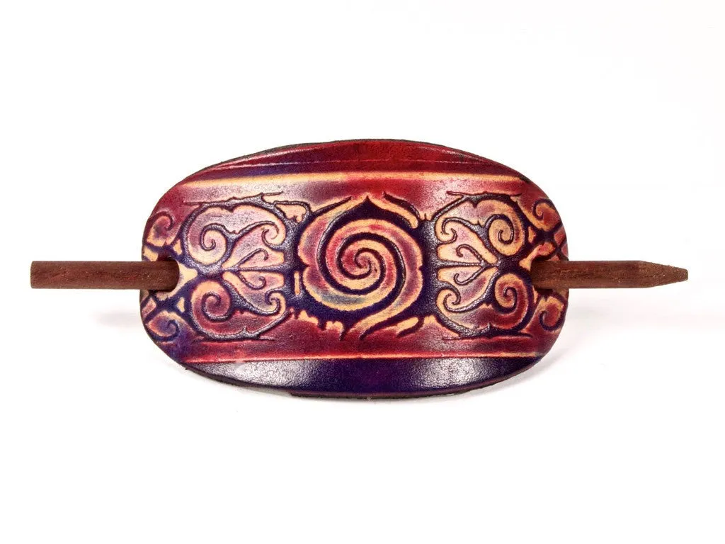 Tattoo Leather Hair Barrette