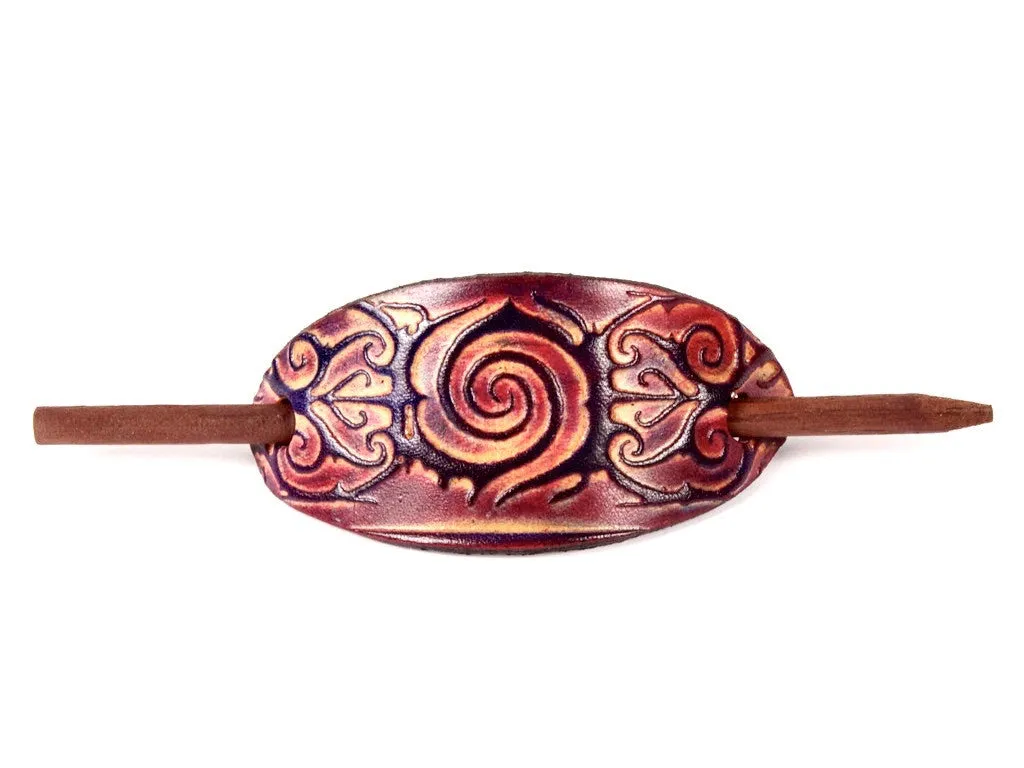Tattoo Leather Hair Barrette