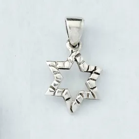 Texture Star Pendant, Sterling Silver 0.7", Polybag