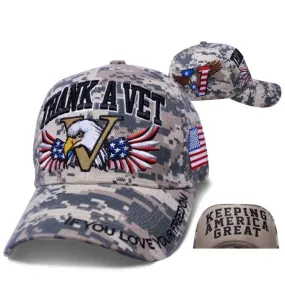 Thank A Vet for Keeping America Great Camo Ball Cap Hat