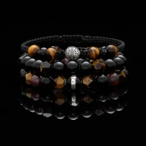 The Gatsby | Tiger Eye Obsidian Garnet Stone Men String Bracelet