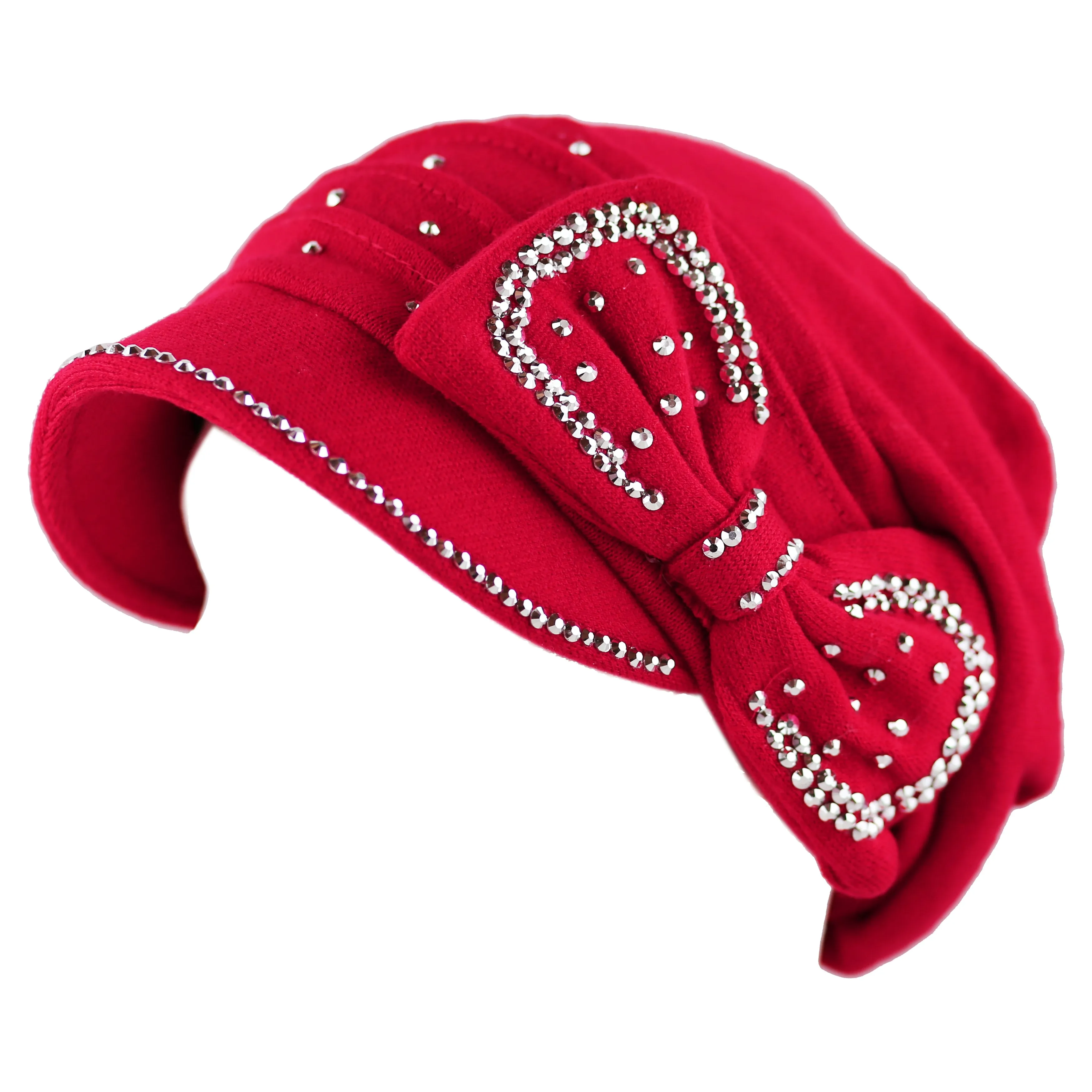 The Hat Depot - Handmade Rhinestone Slouch Visor Beanie