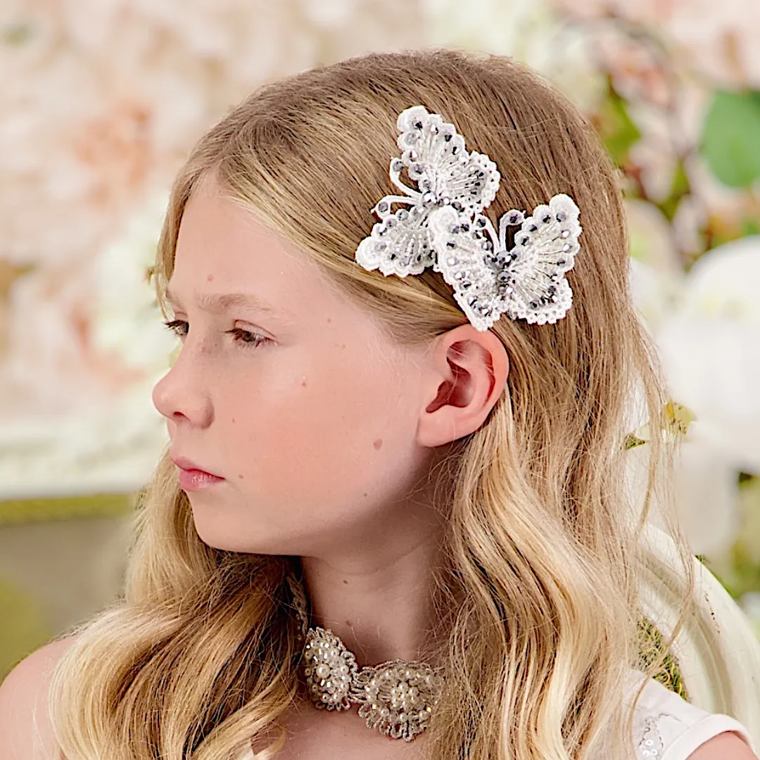 The Wings of Love Silver Butterfly Hair Clip