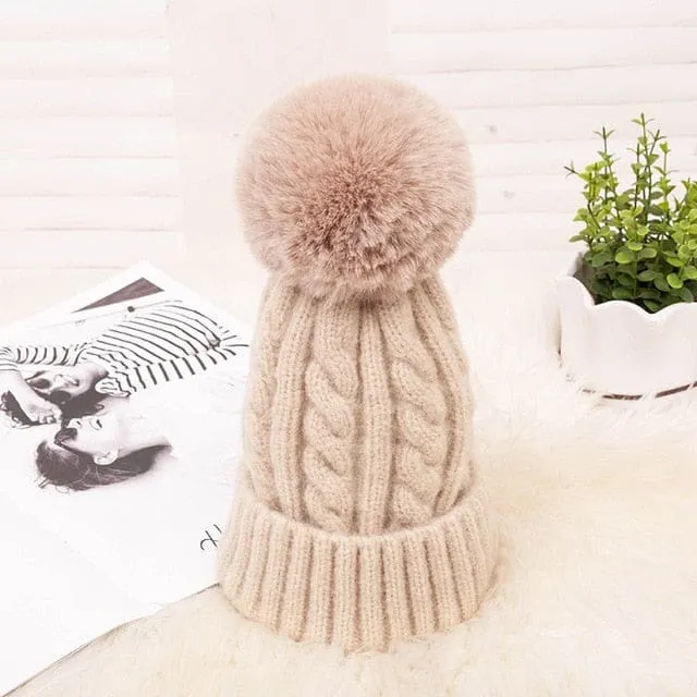 Thick Warm Wool Winter Knitted Women Hat