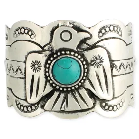 Thunderbird and Turquoise Cuff Bracelet