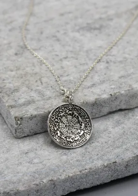 Tibetan Mandala and Om Carving Pendant