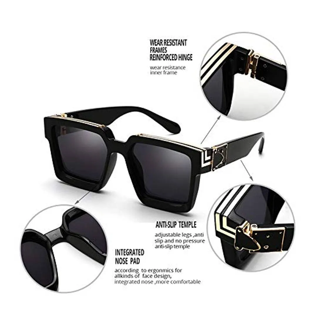 Trendy Black Plastic  Square Sunglass For Men And Women