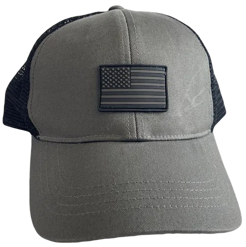 Trucker Hat Black/Gray with US Flag