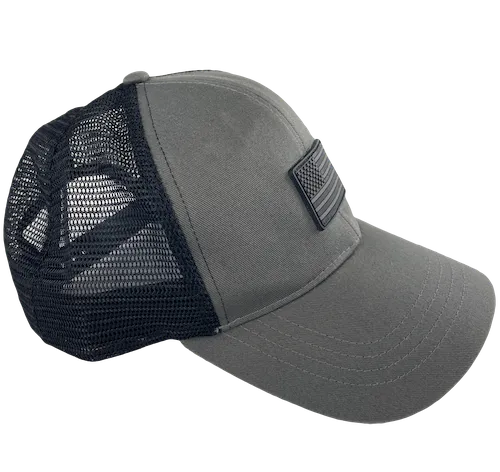Trucker Hat Black/Gray with US Flag