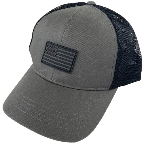 Trucker Hat Black/Gray with US Flag
