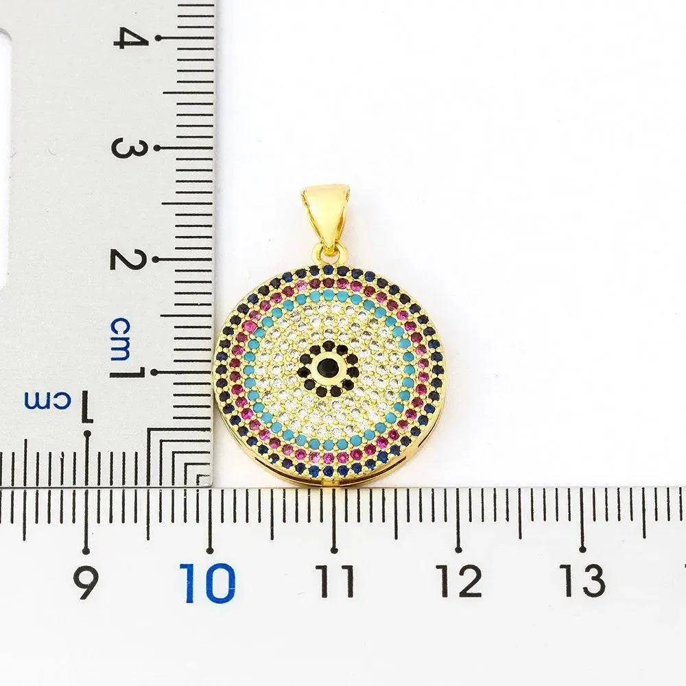 Turkish Round Evil Eye Pendant Necklace