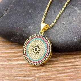 Turkish Round Evil Eye Pendant Necklace