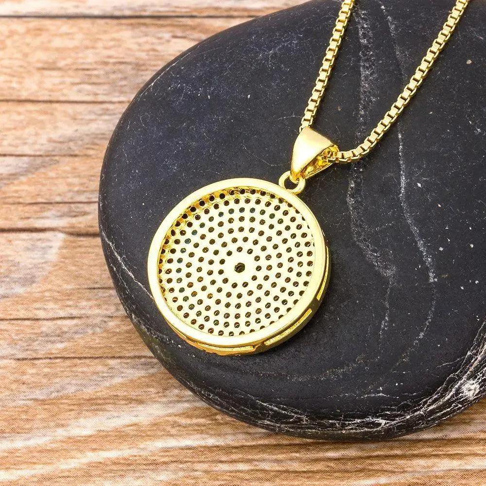 Turkish Round Evil Eye Pendant Necklace
