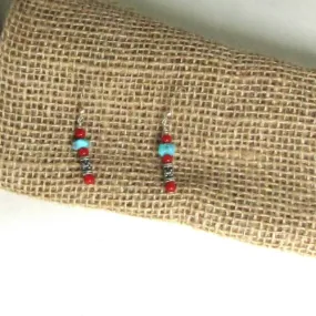 Turquoise & Silver Bead Earrings