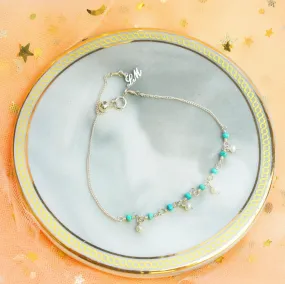 Turquoise and Dropping Pearl Rain Bracelet