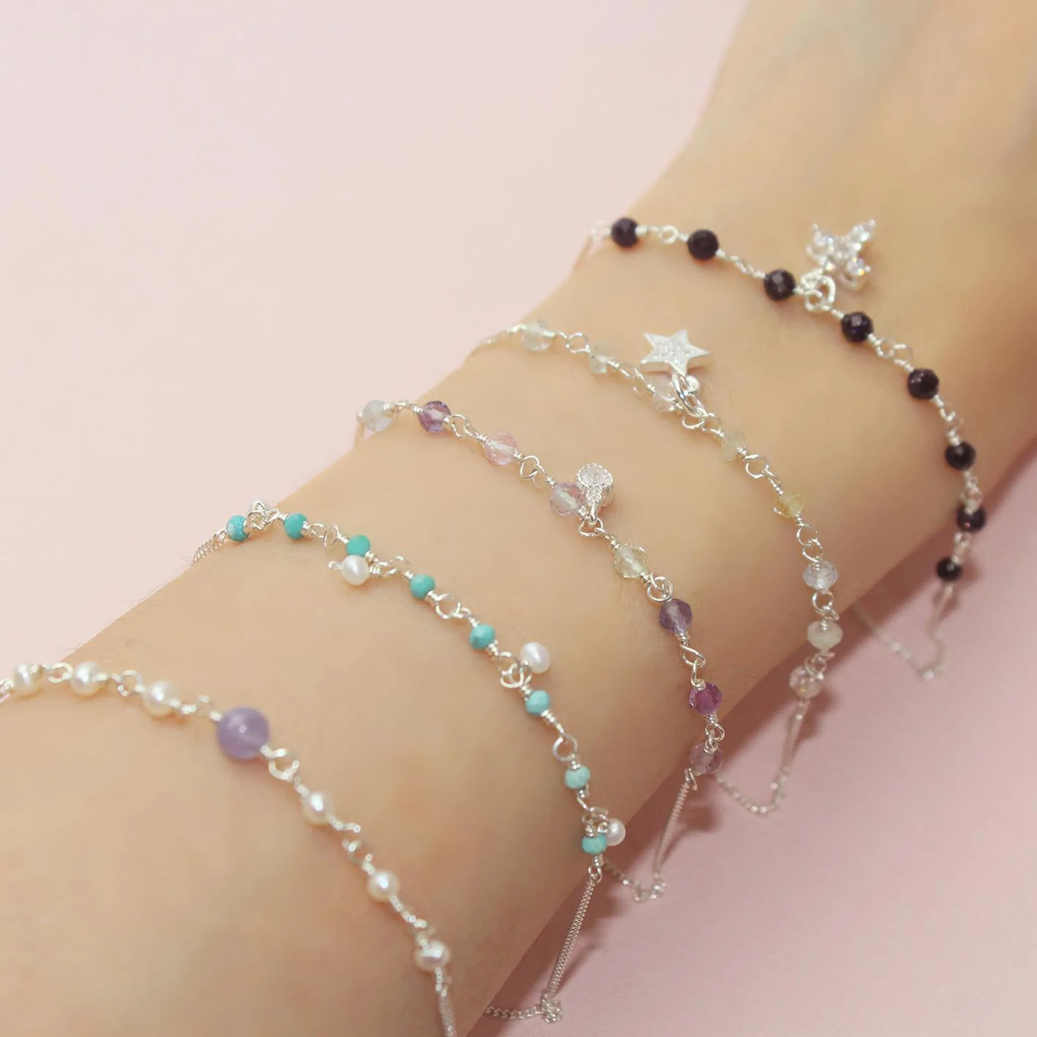 Turquoise and Dropping Pearl Rain Bracelet