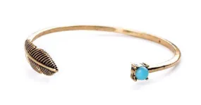 Turquoise and Feather Bangle Bracelet