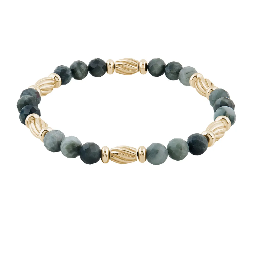 Twist Faceted Beaded Bracelet in Silver