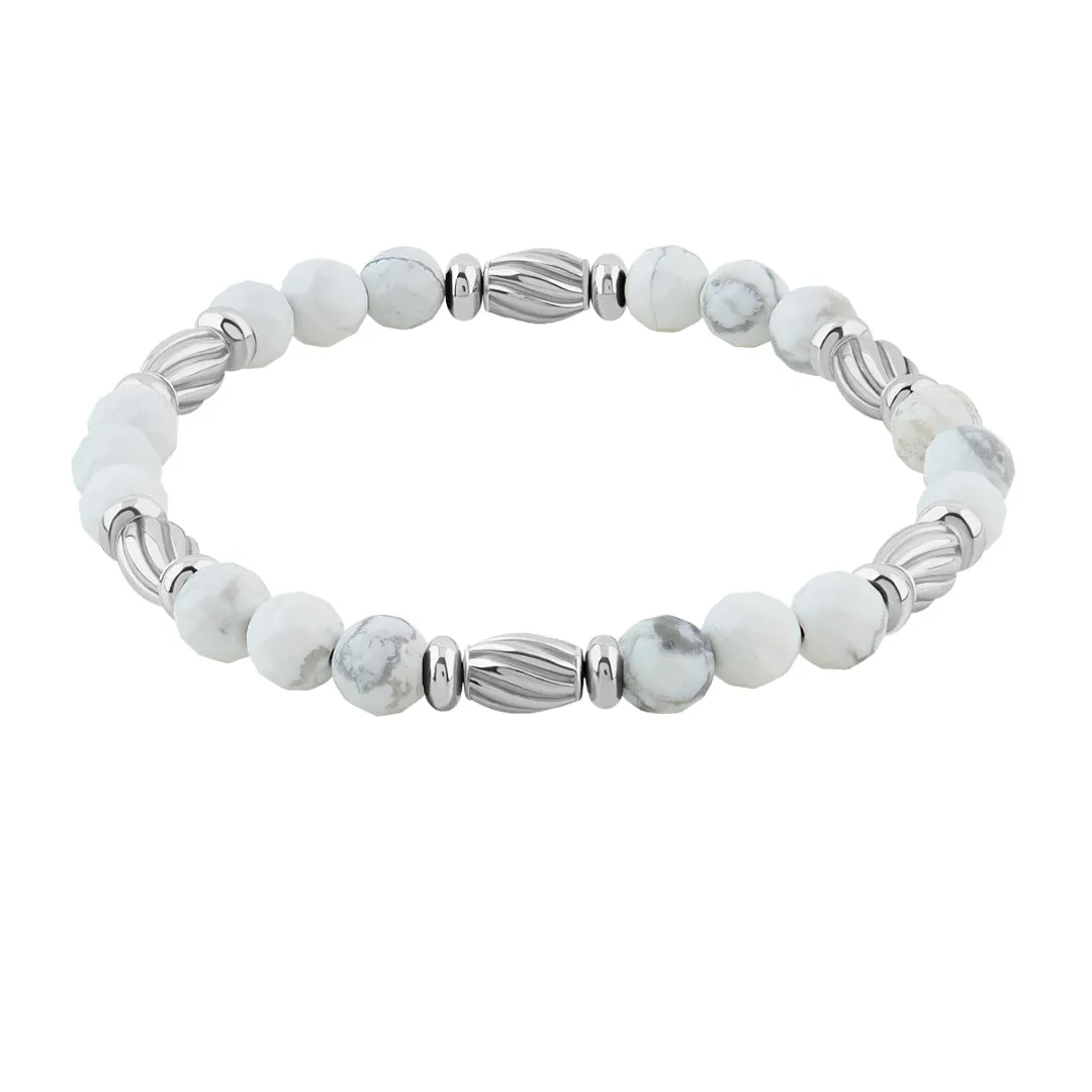 Twist Faceted Beaded Bracelet in Silver