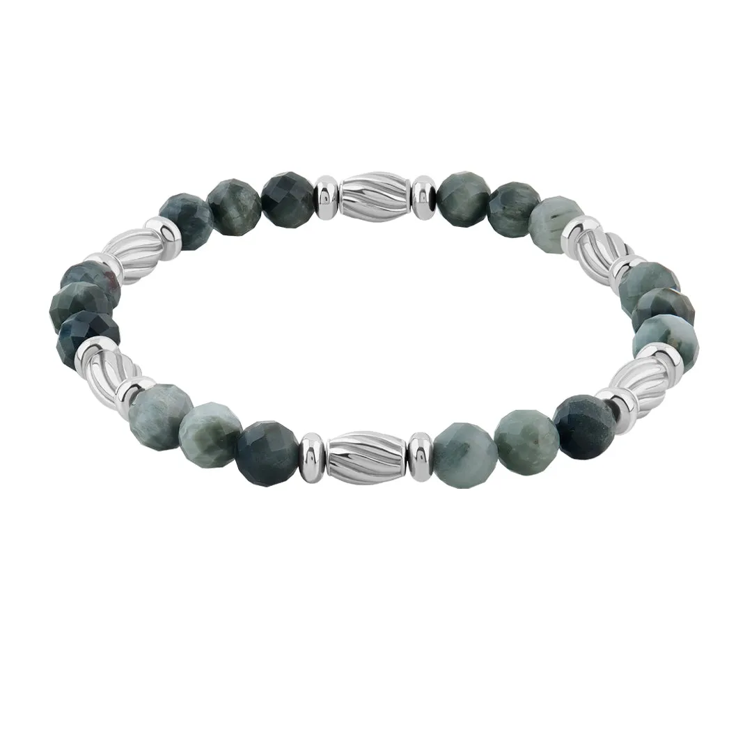 Twist Faceted Beaded Bracelet in Silver