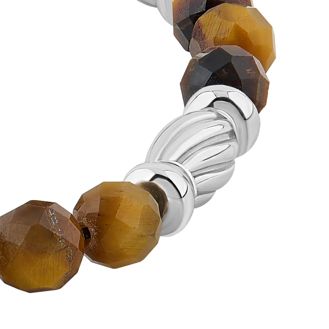 Twist Faceted Beaded Bracelet in Silver