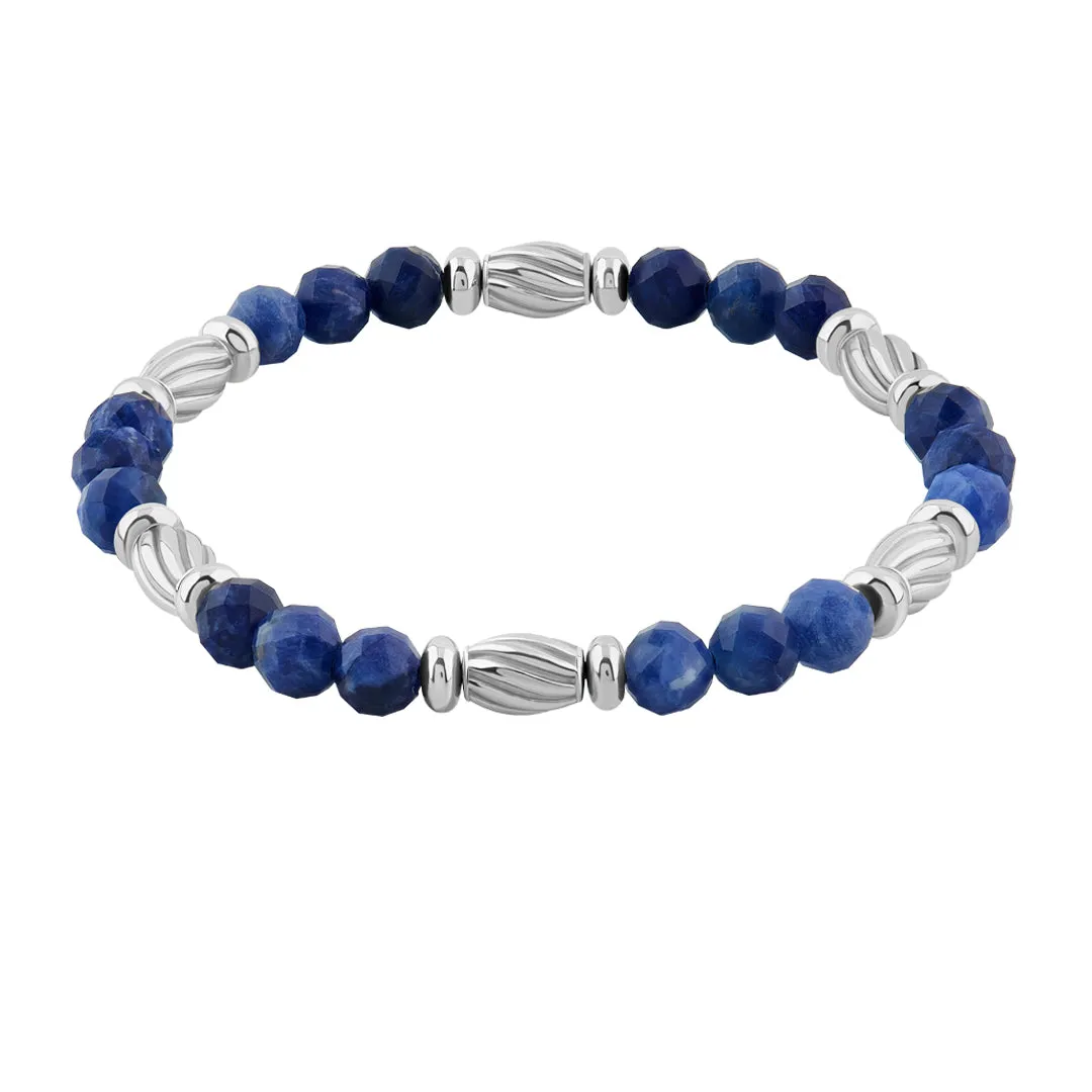 Twist Faceted Beaded Bracelet in Silver