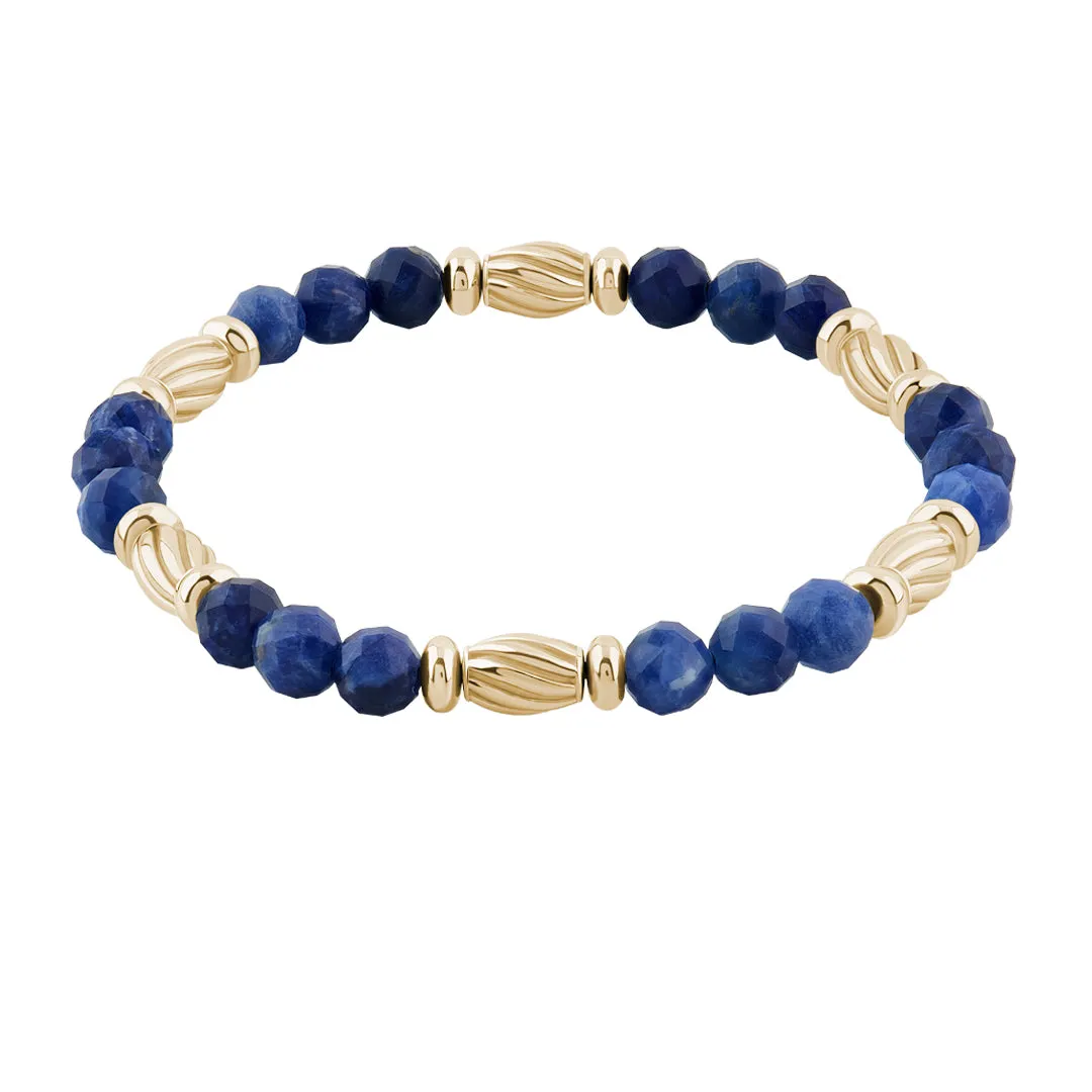 Twist Faceted Beaded Bracelet in Silver
