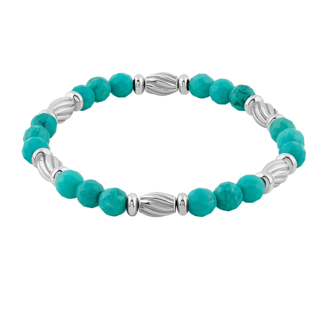 Twist Faceted Beaded Bracelet in Silver