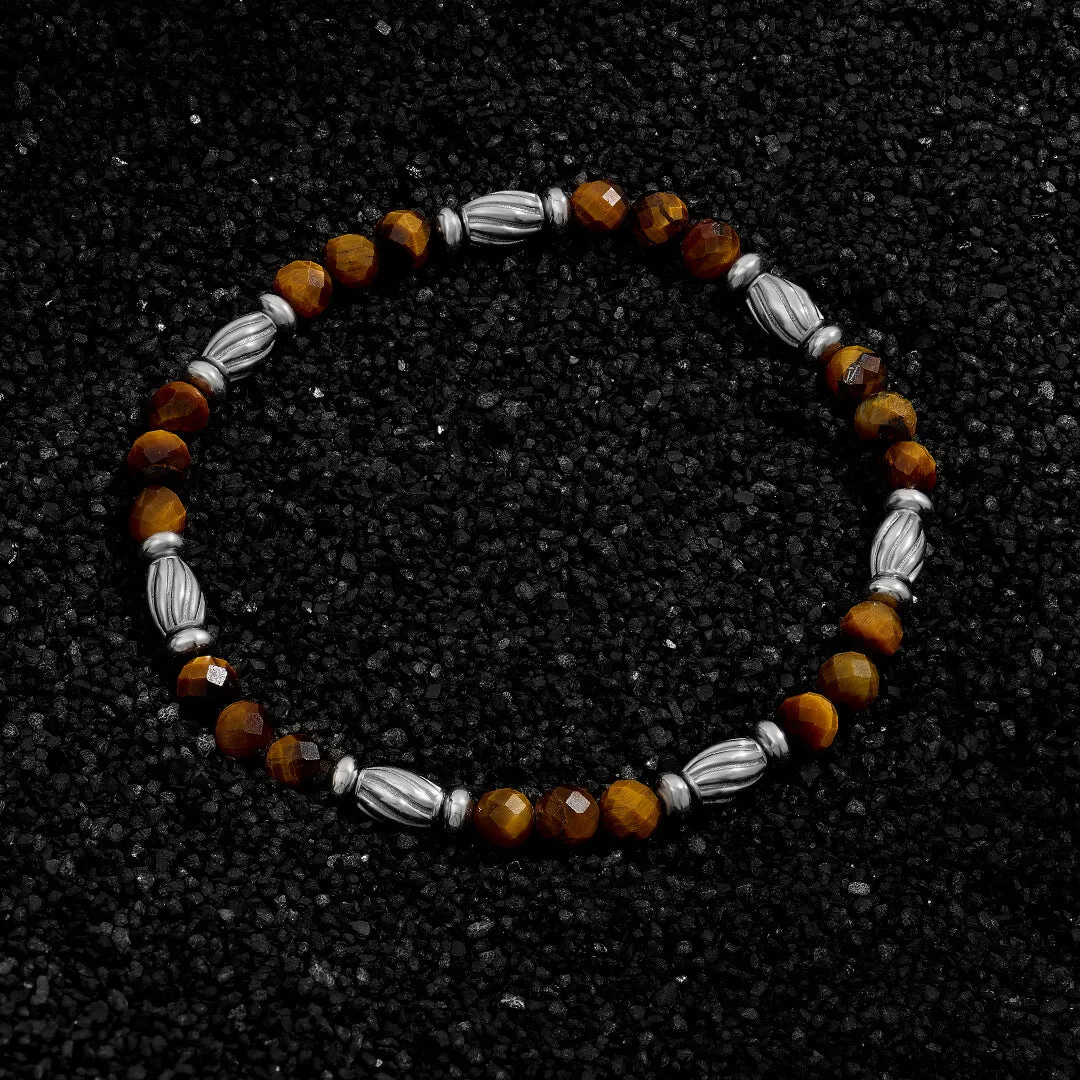 Twist Faceted Beaded Bracelet in Silver